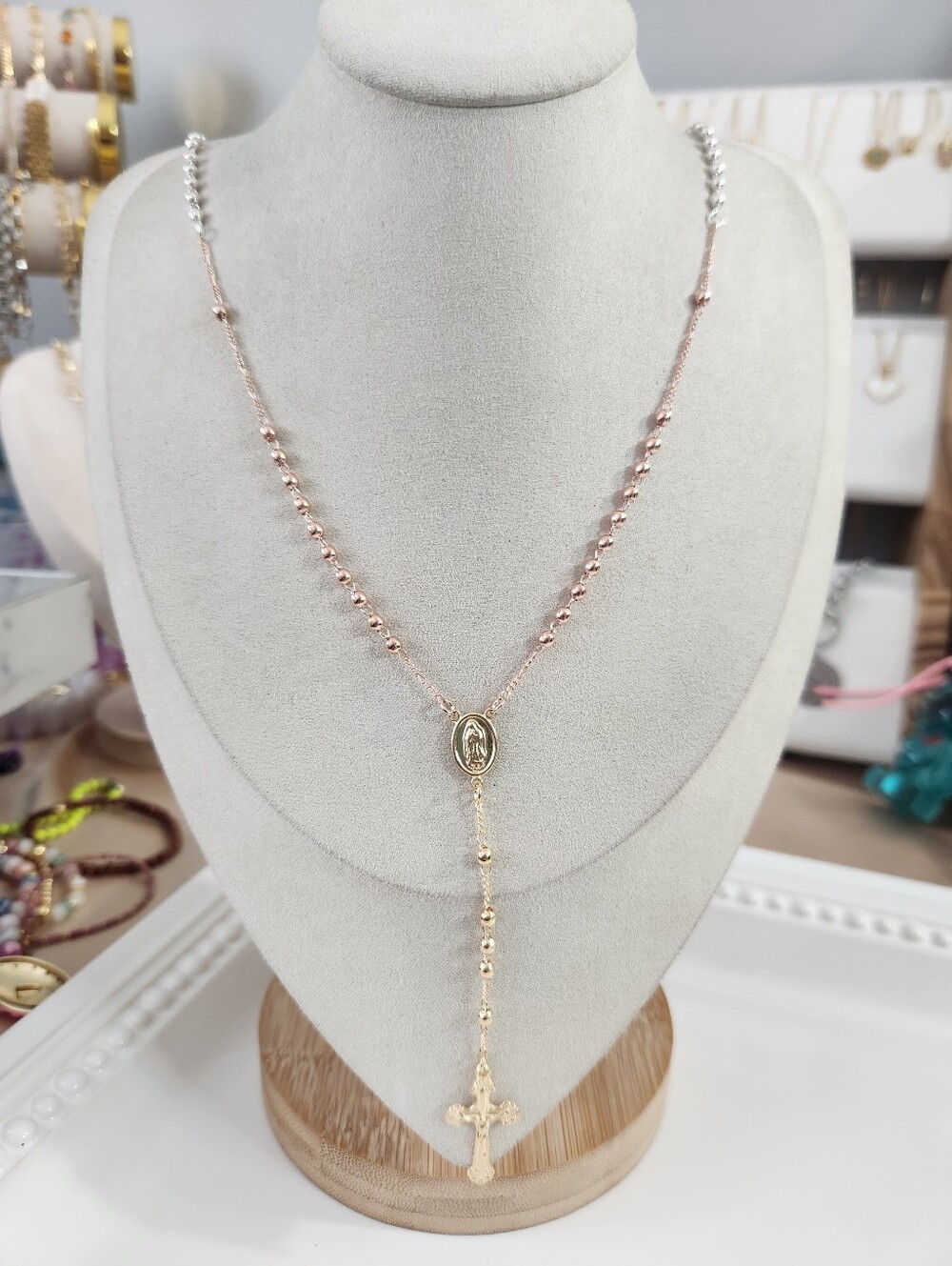Bazilian Gold Plated Tri Tone Rosary